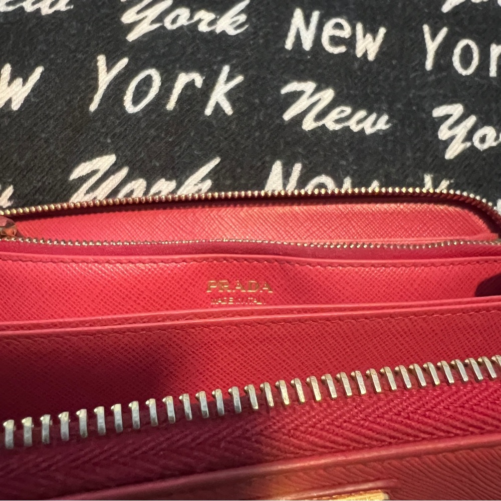 Pink Prada Saffiano leather full zip around wallet - Picture 5 of 11